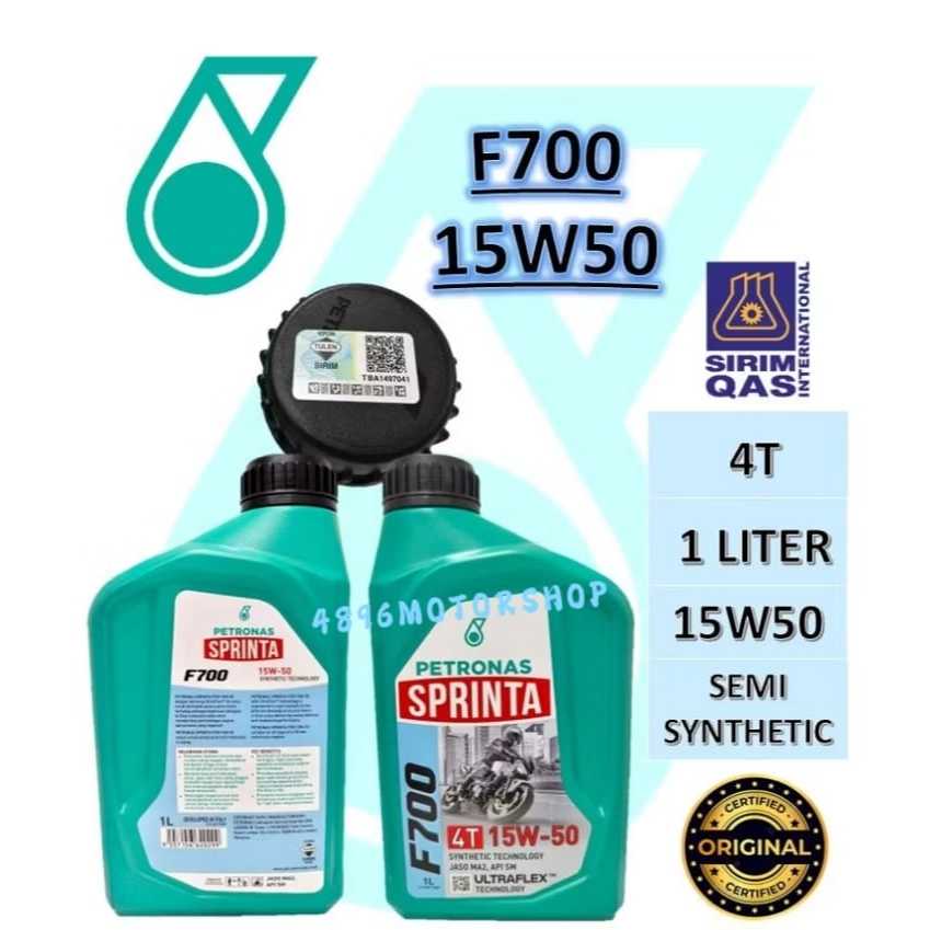 PETRONAS SPRINTA (บรรจุใหม่) F700 15W50 15W-50 SEMI SYNTHETIC ENGINE OIL EO MINYAK HITAM Y15 Y16 LC