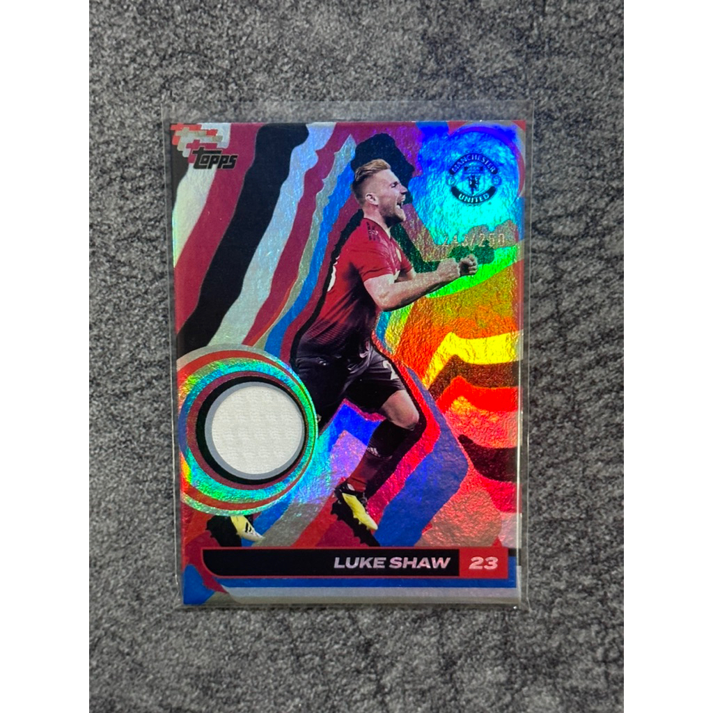2024-25 Topps Luke Shaw /250 ผู้เล่นสวมใส่ Patch Relic ชุดทีมแมนเชสเตอร์ ยูไนเต็ด