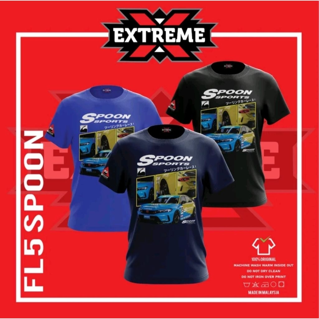 เสื้อยืด FL5 SPOON เสื้อคอตตอนไมโครไฟเบอร์ permotoran Design By EXTREME