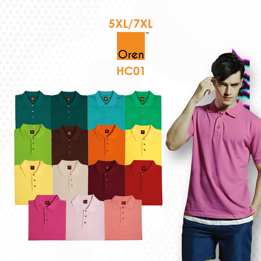 Oren Sport HC01 Plus ขนาด 5XL 7XL HoneyComb Polo ผ้าฝ้ายแขนสั้นผู้ใหญ่ Unisex Collared NTMY.os