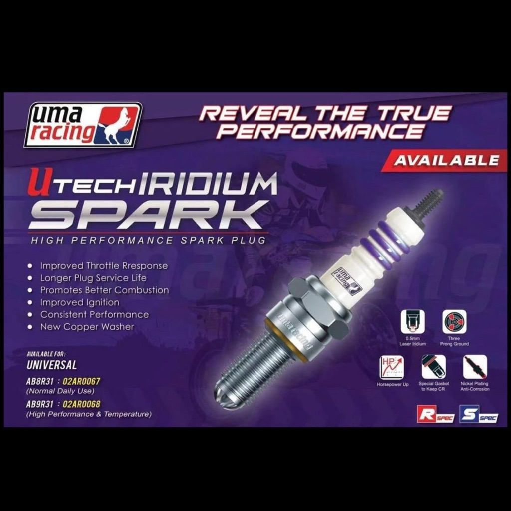 UMA RACING IRIDIUM /NICKEL SPARK PLUG AB8R3I /AB9R3I /A7RTC /B8RTC