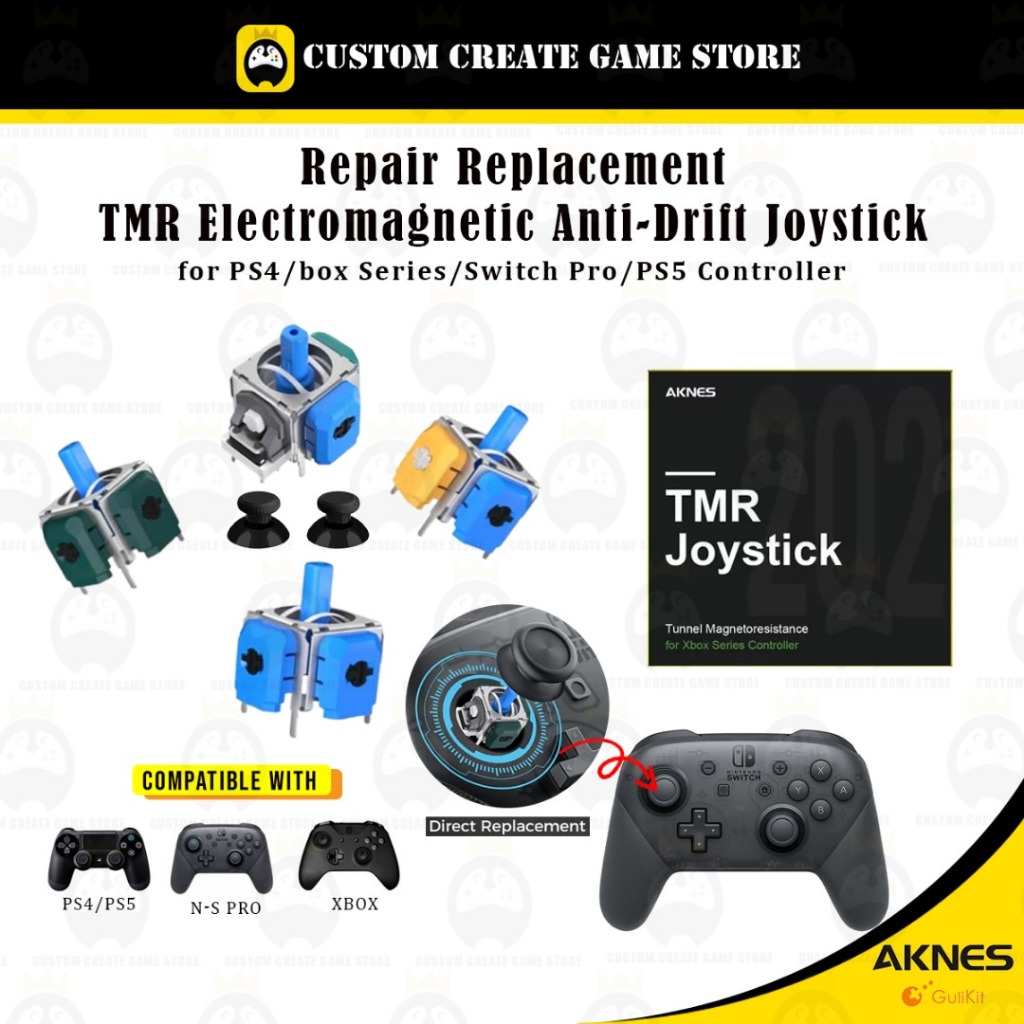 Gulikit  AKNES TMR จอยสติ๊กป้องกันดริฟท์แม่เหล็กไฟฟ้าสําหรับ PS4 Xbox Series Switch Pro PS5 Controll