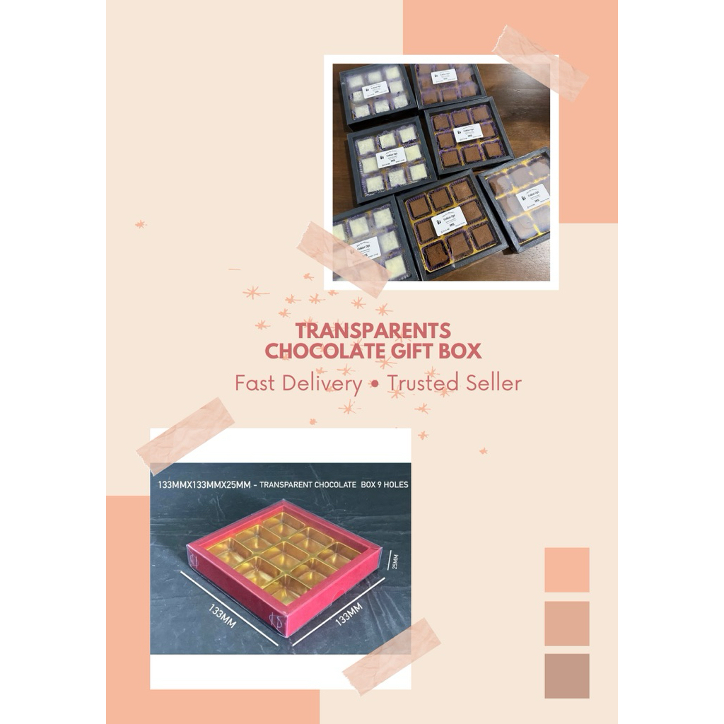 กล่องช็อกโกแลตใส 9 หลุม/ ช็อคโกแลต kotak/ kotak gula-gula/kotak