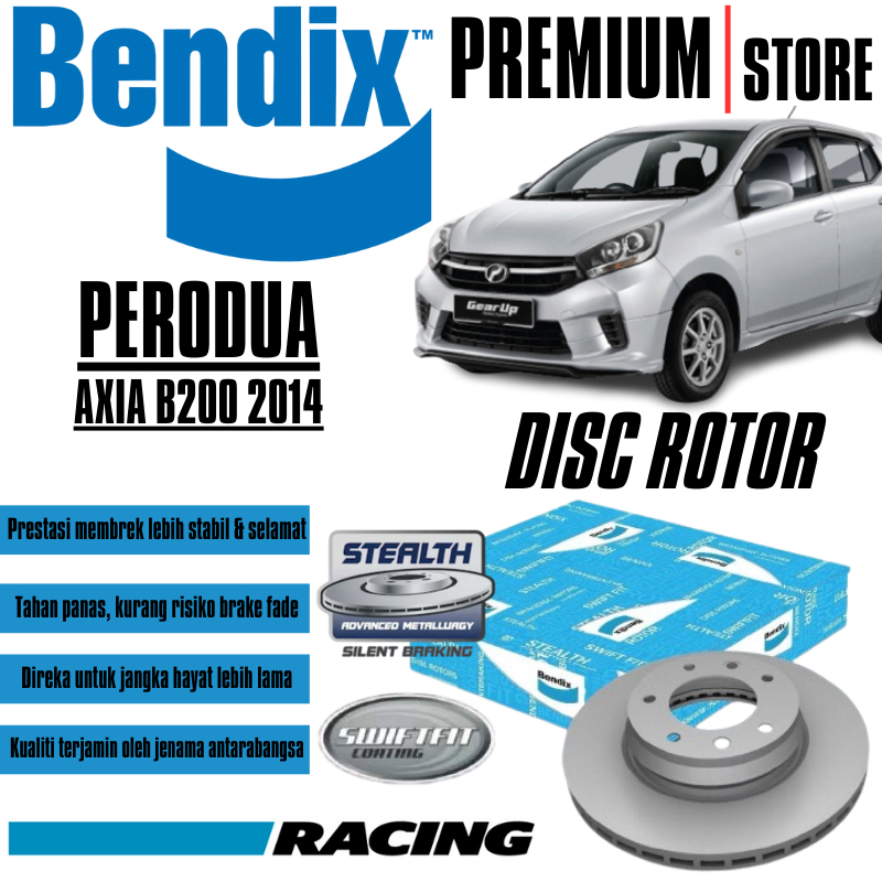 ชุดหน้า Bendix โรเตอร์ - Perodua Axia B200 1.0L 2014 BR9506