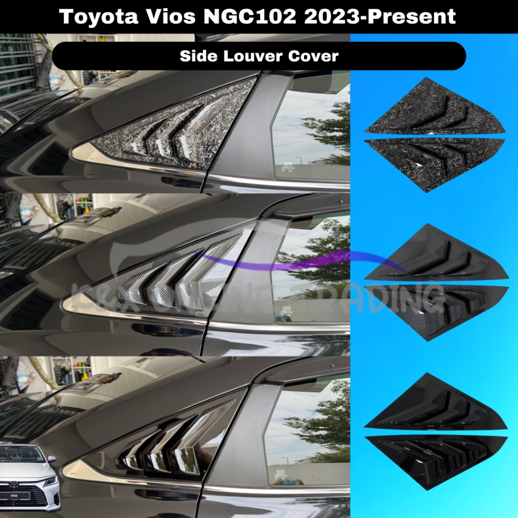Toyota Vios NGC102/AC100 2023-2025+ Carbon Trim & Glossy สีดําด้านหลัง Louver Cover Mustang Cover