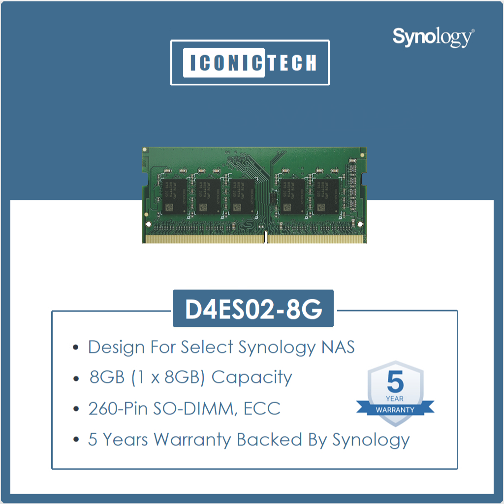 Synology 8GB DDR4 SO-DIMM ECC โมดูลหน่วยความจํา (D4ES01-8G) (D4ES02-8G) (D4ES03-8G) สําหรับ DS1825+ 