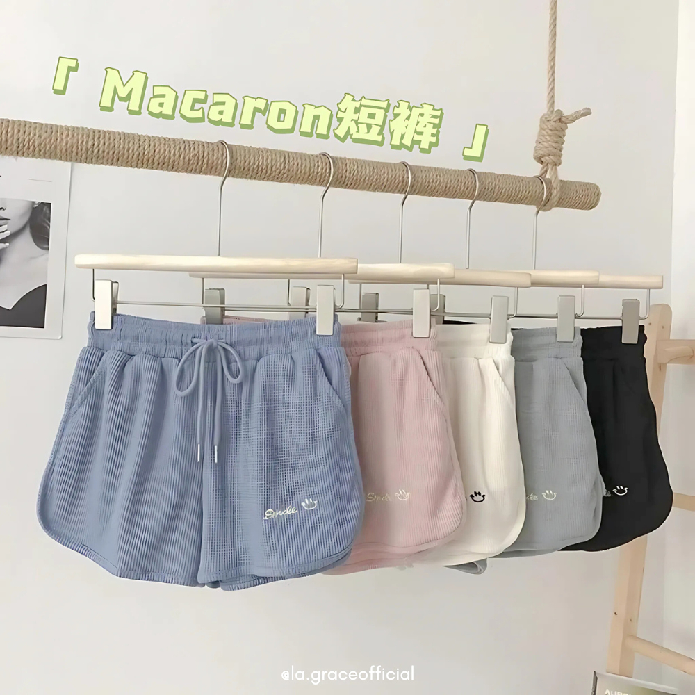 LA.GRACE OFFICIALกางเกงขาสั้นลําลองMacaron/ผู้หญิงwearกางเกงเลานจ์/อารมณ์กางเกงขาสั้น/กางเกงขายาวกีฬ