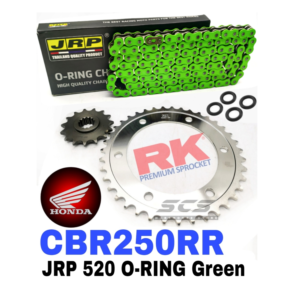 JRP ชุดเฟือง Honda CBR250RR ใหม่ 520 โอริงโซ่สีเขียว Rantai Hijau CBR250 RR CBR 250RR อุปกรณ์เสริม O