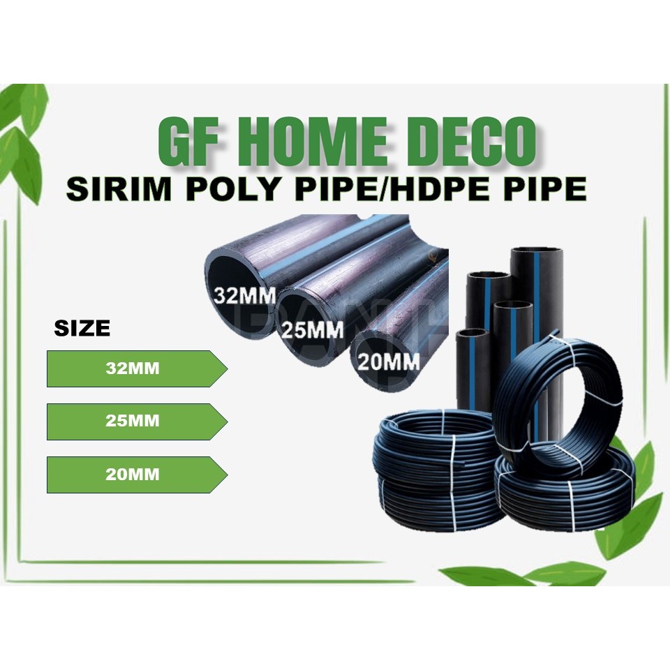 (1METER) PN12.5 SIRIM POLY PIPE/HDPE PIPE/PIPE HITAM/PIPE KEBUN