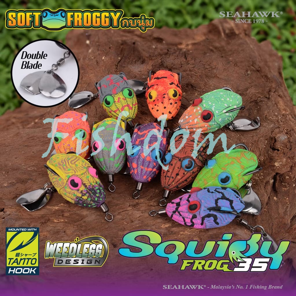 FISHDOM SEAHAWK SQUIDY กบ 35 มม.6G SOFT FROGGY FISHING LURE UMPAN PANCING KATAK