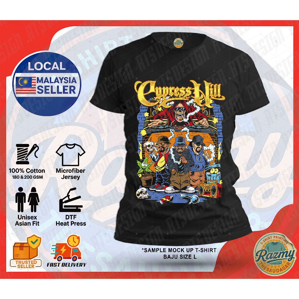 [HIPHOP] BAJU CYPRESS HILL ROUND NECK SHORT SLEEVE T SHIRT COTTON MICROFIBER