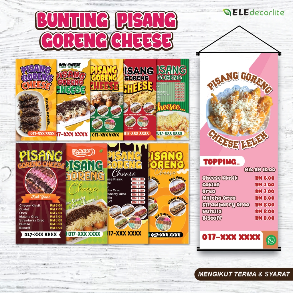 FRIED BANANA CHEESE/ROASTED BANANA/รถบรรทุกอาหารรั่ว SHOP/2ft x 3ft/2ft x 4ft/2ft x 5ft