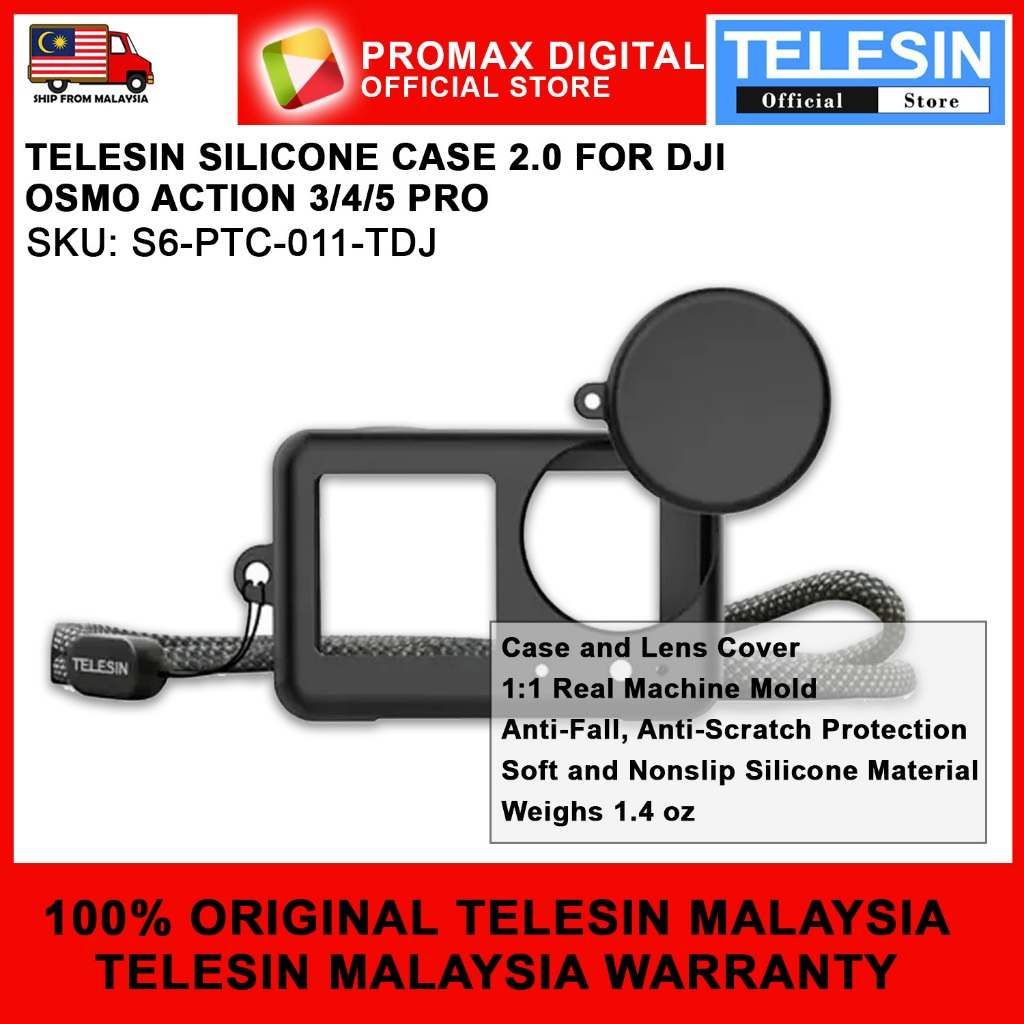 TELESIN S6-PTC-011-DJ TELESIN เคสซิลิโคนฝาครอบเลนส์สําหรับ DJI Action 5 Pro 4 3