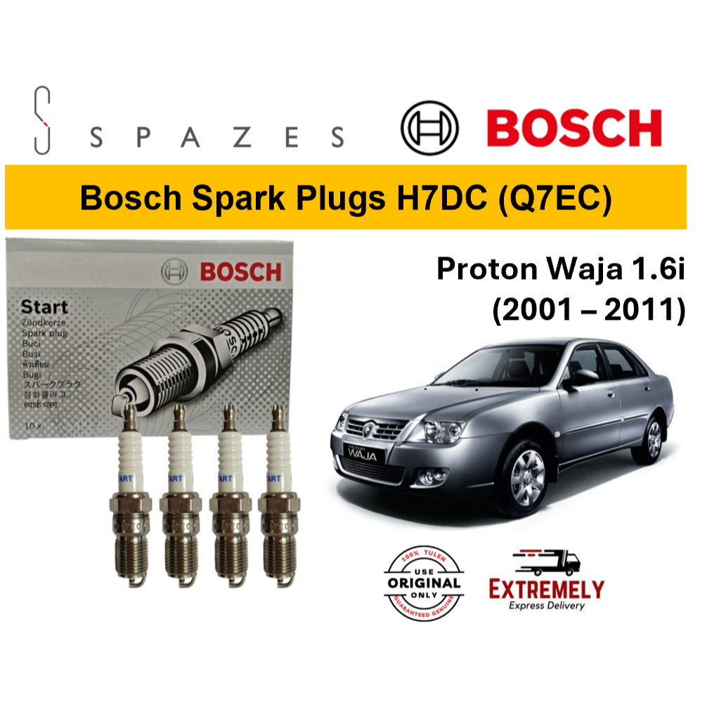 Bosch Proton Waja หัวเทียน Waja Campro Q7EC H7DC HR7DCX (NGK BPR6EF-11) (1 ชุด 4 ชิ้น)