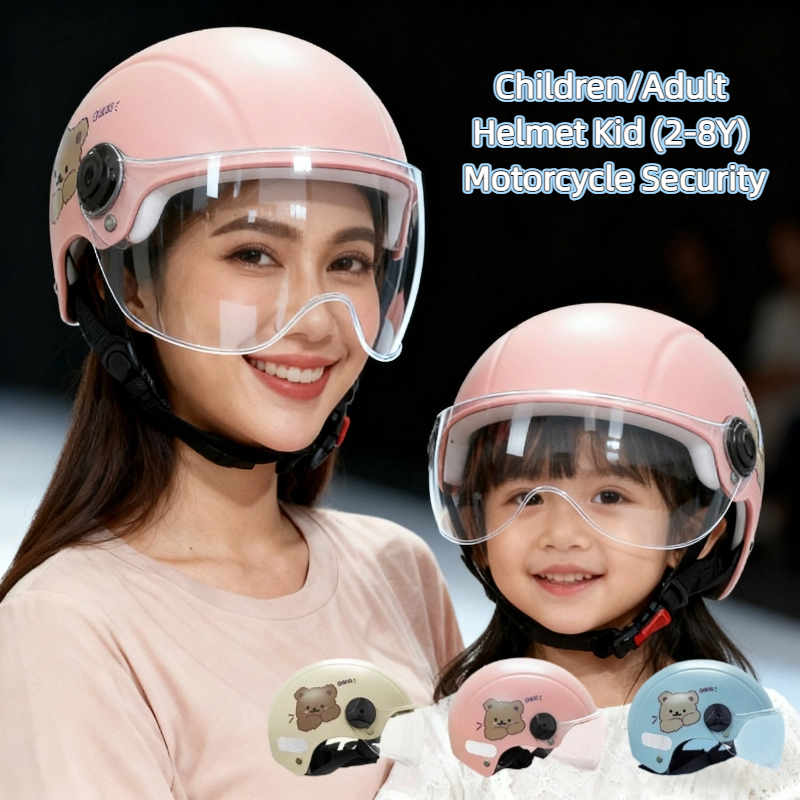 เด็ก/ผู้ใหญ่หมวกกันน็อคเด็ก (2-8Y) รถจักรยานยนต์ป้องกันความปลอดภัยจักรยานความปลอดภัยการ์ตูนเลนส์ครึ่งหน้า 儿童头และ Topi Keledar