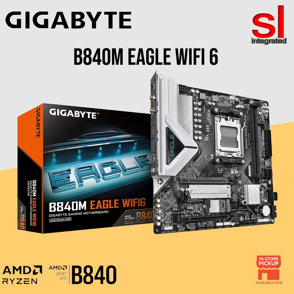 เมนบอร์ดสําหรับเล่นเกม GIGABYTE B840M EAGLE WIFI6 DDR5 M-ATX AM5