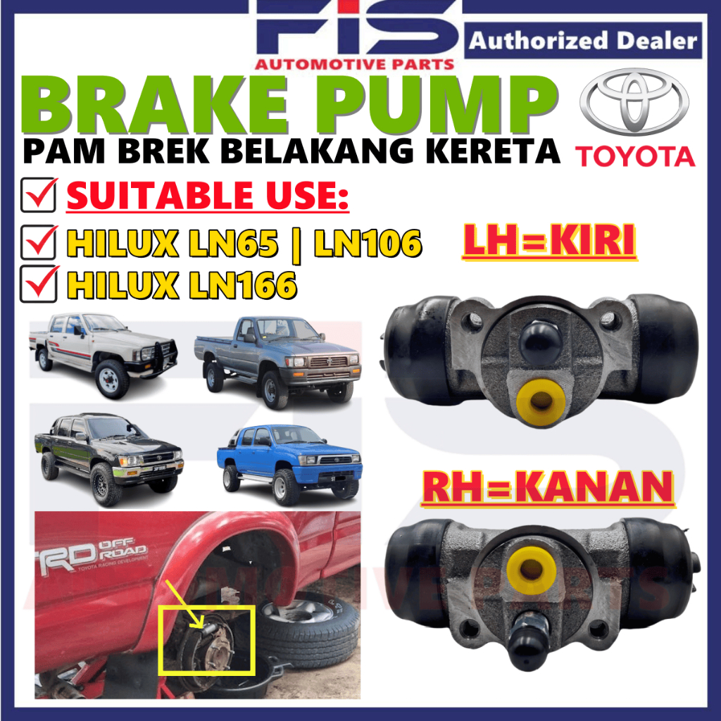 FIS ล้อหลังเบรคปั๊ม Toyota Hilux LN65 LN106 LN166 กระบอกเบรค Pam Brek Belakang Kereta
