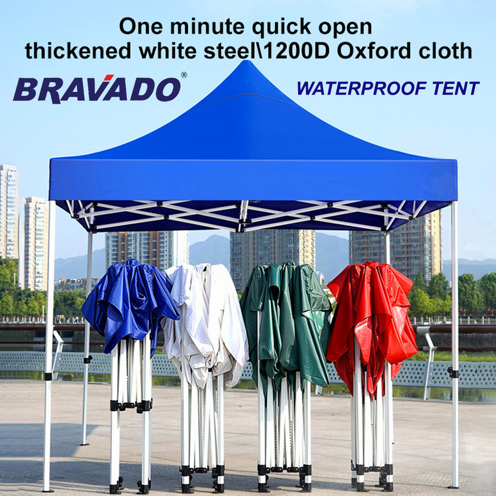 BRAVADO 10x10 Ft CANOPY CAMPING TENT Night Market พับ Canopy ชุดเต็มโครงเหล็ก Night Market Niaga