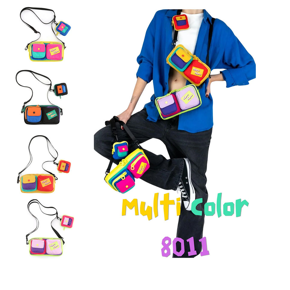 ใหม่ ! Himawari NYLON POCKET MULTI POUCH CROSSBODY BAG - HM8011
