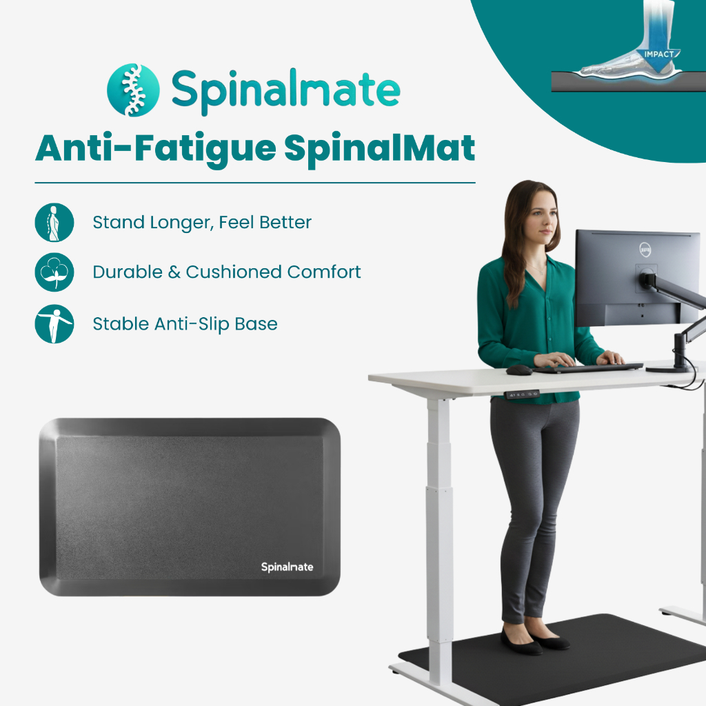 Spinalmate Anti-Fatigue ยืนเบาะด้วยโฟม PU หนาสําหรับ Comfort ระหว่างยืน Tikar Berdiri Lama สถานีลับก้าวร้าว