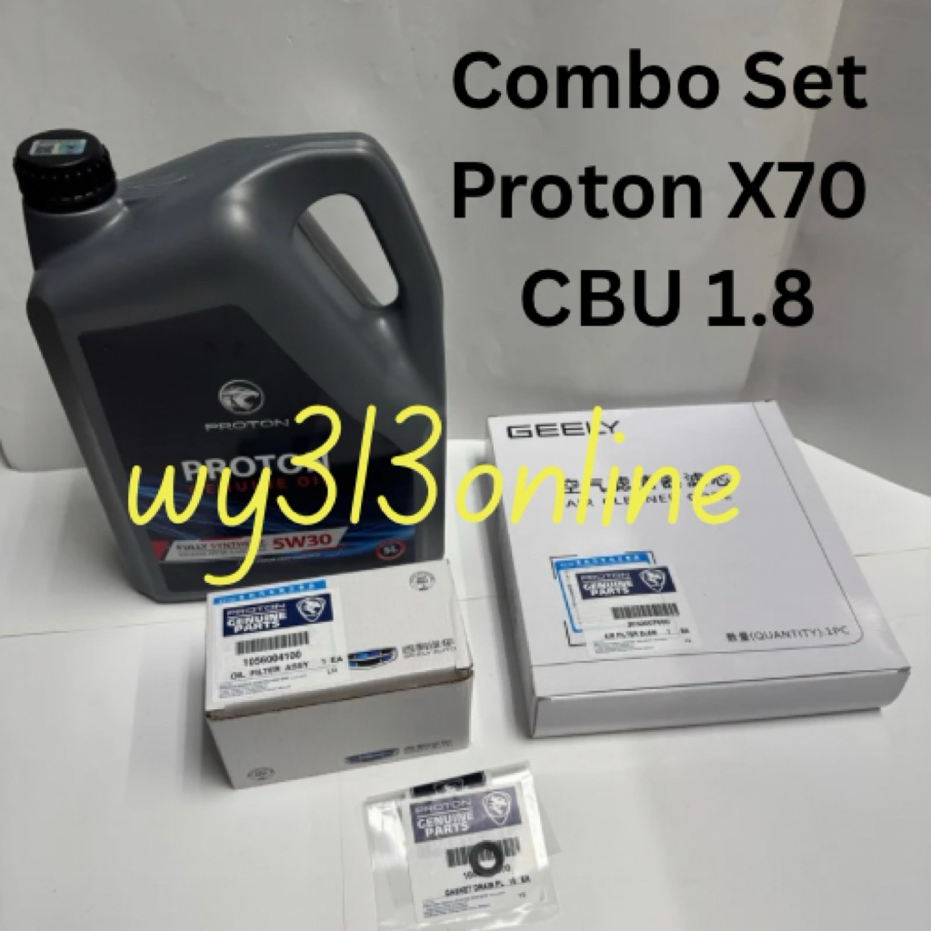 Combo ชุดกรอง Proton X70 CBU 1.8 สังเคราะห์ SAE API SP 5w30 กรองน้ํามันอากาศท่อระบายน้ําปะเก็นชุดกรอ