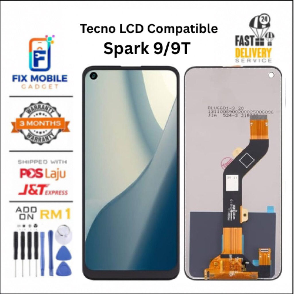 LCD เข้ากันได้กับ TECNO Spark 9 / 9T หน้าจอสัมผัส LCD คุณภาพสูง [ Fix Mobile Gadget ]