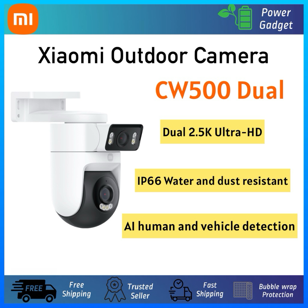 กล้องกลางแจ้ง Xiaomi CW500 Dual Dual 4MP เลนส์ IP66 กันน้ําและฝุ่นการตรวจจับ AI Dual-band Wi-Fi 6