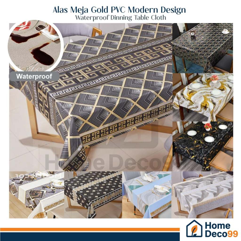 Alas Meja Moden Design ดอกไม้เกาหลีพลาสติก PVC กันน้ํา Dinning 4 / 6 / 8 ตารางผ้า