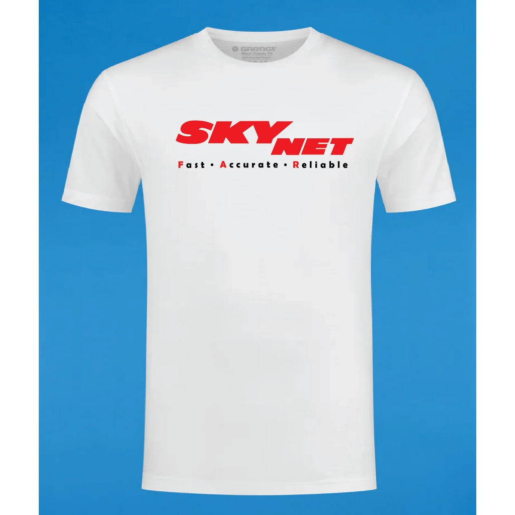 เสื้อยืด SKYNET สีขาว COTTON และ MICROFIBER