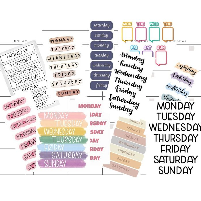 Calendar Days Sticker Journal Planer Bujoo Stickers (Uncut)