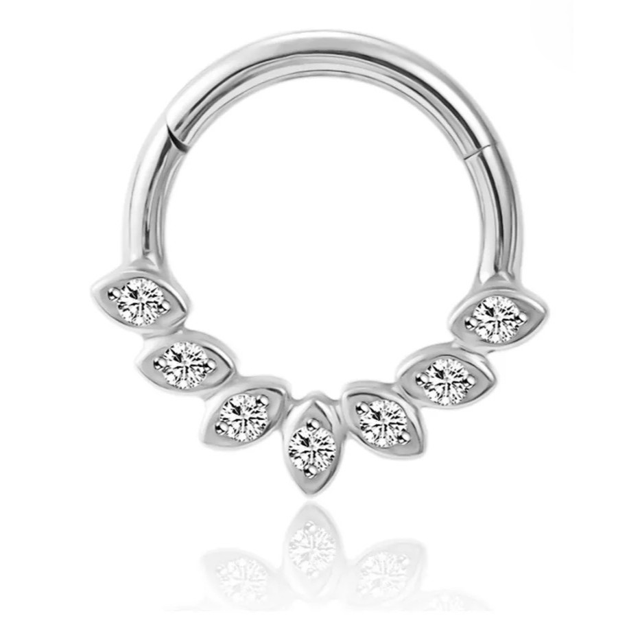 [Attic Piercing] Leaf Dymond clicker ไทเทเนียมสําหรับ septum.daith.helix และอื่นๆ