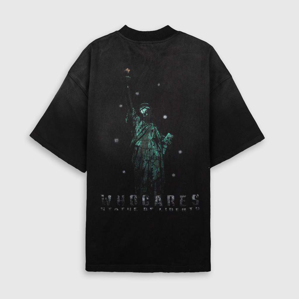 WHOCARES DISTRESSED STATUE OF LIBERTY BLACK