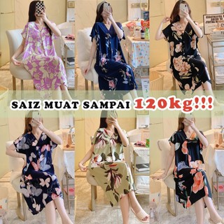 Baju Tidur Wanita Dress Pijamas Corak Bunga Sleepwear Women One Piece Pyjamas Perempuan Pajamas Dress Girl 睡觉裙女 MPJ011