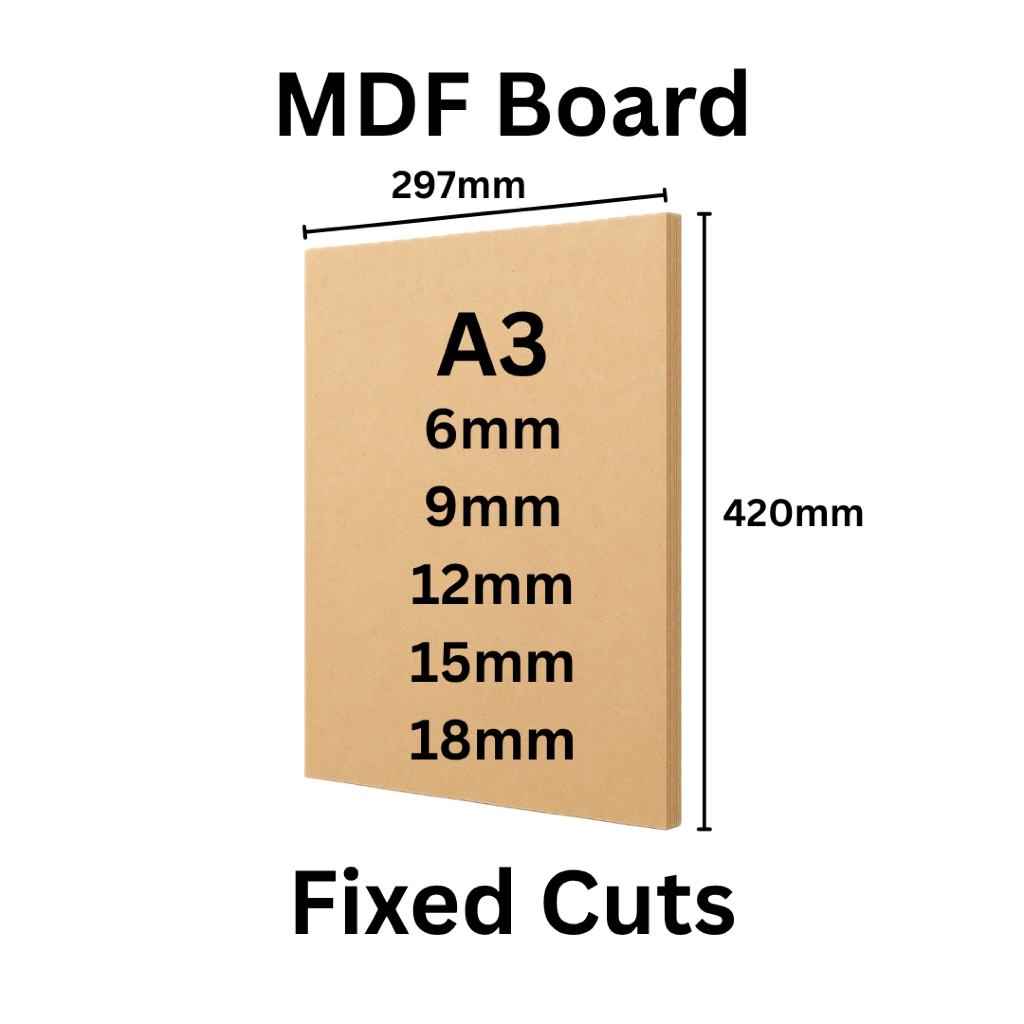บอร์ด MDF ตัดขนาด A3 6mm 9mm 12mm 15mm 18mm (297 x 420)
