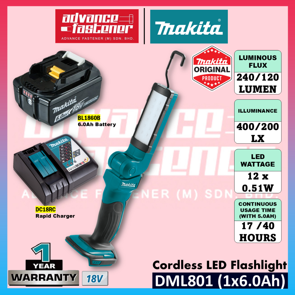 Makita DML801 / DEADML801 ไฟฉาย LED ไร้สาย 18V