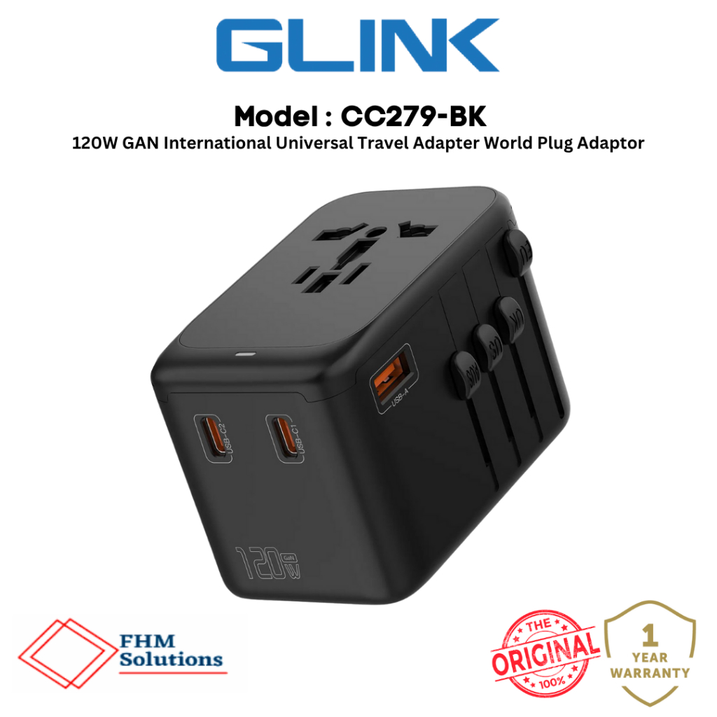 GLINK 120W GaN International Universal Travel Adapter