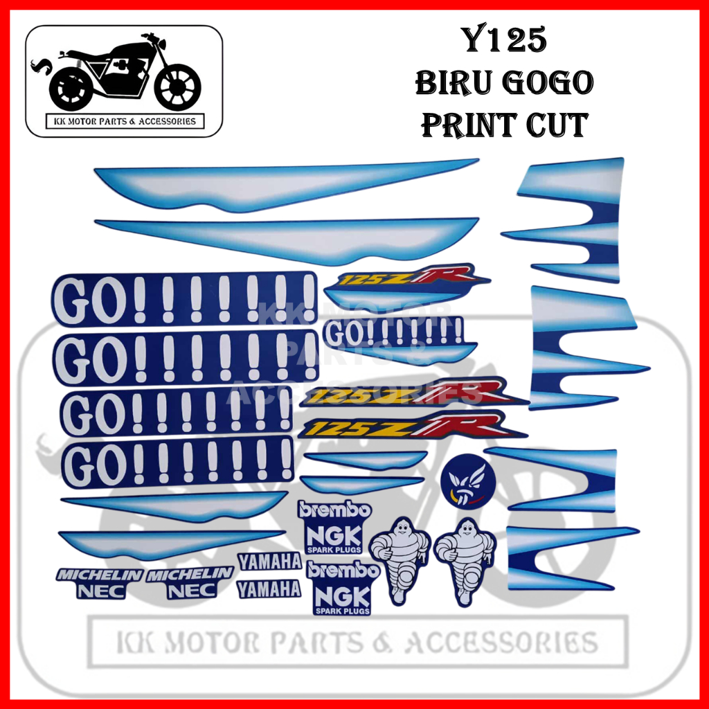 YAMAHA Y125 Y125ZR 125ZR สติ๊กเกอร์ STIKER STRIPE BIRU GOGO / GO GO BLUE COMPLETE PRINT CUT