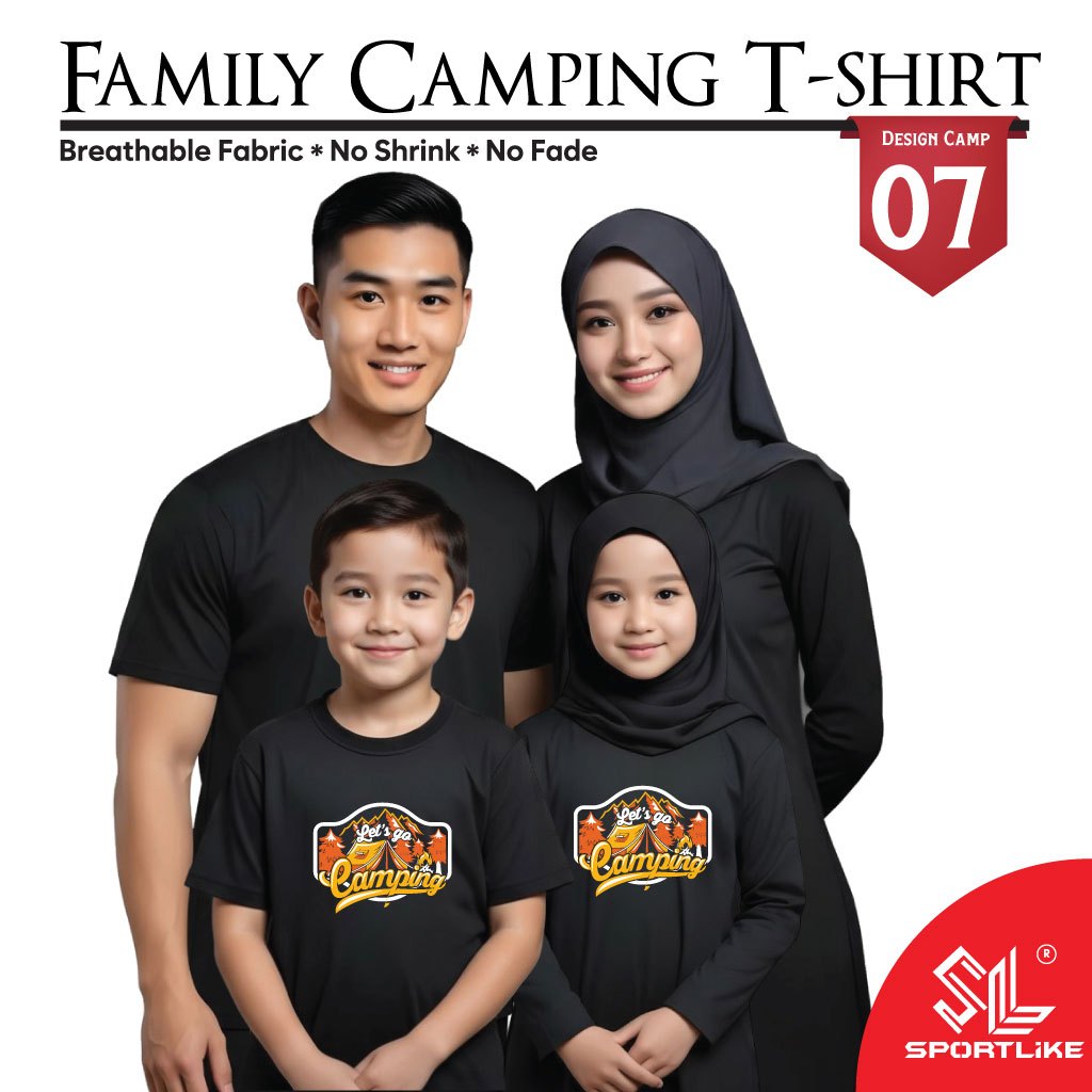 เสื้อยืด Family Camping - ดีไซน์ CAMPING 07 Microfiber Tee