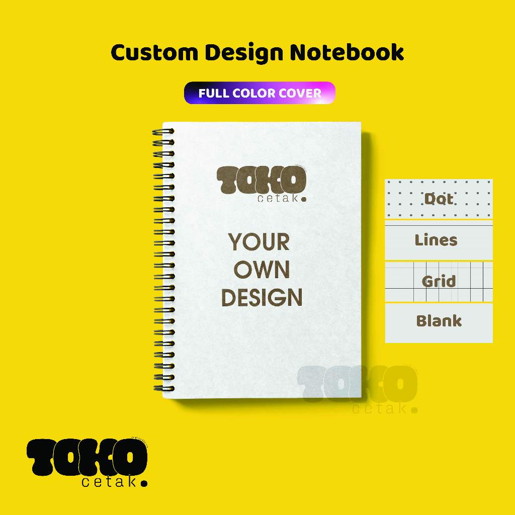 OWN DESIGN Cover Notebook Note Book Buku Nota A4 - A5 - A6 Size Wire-O - Grid - Dot - Line - Blank