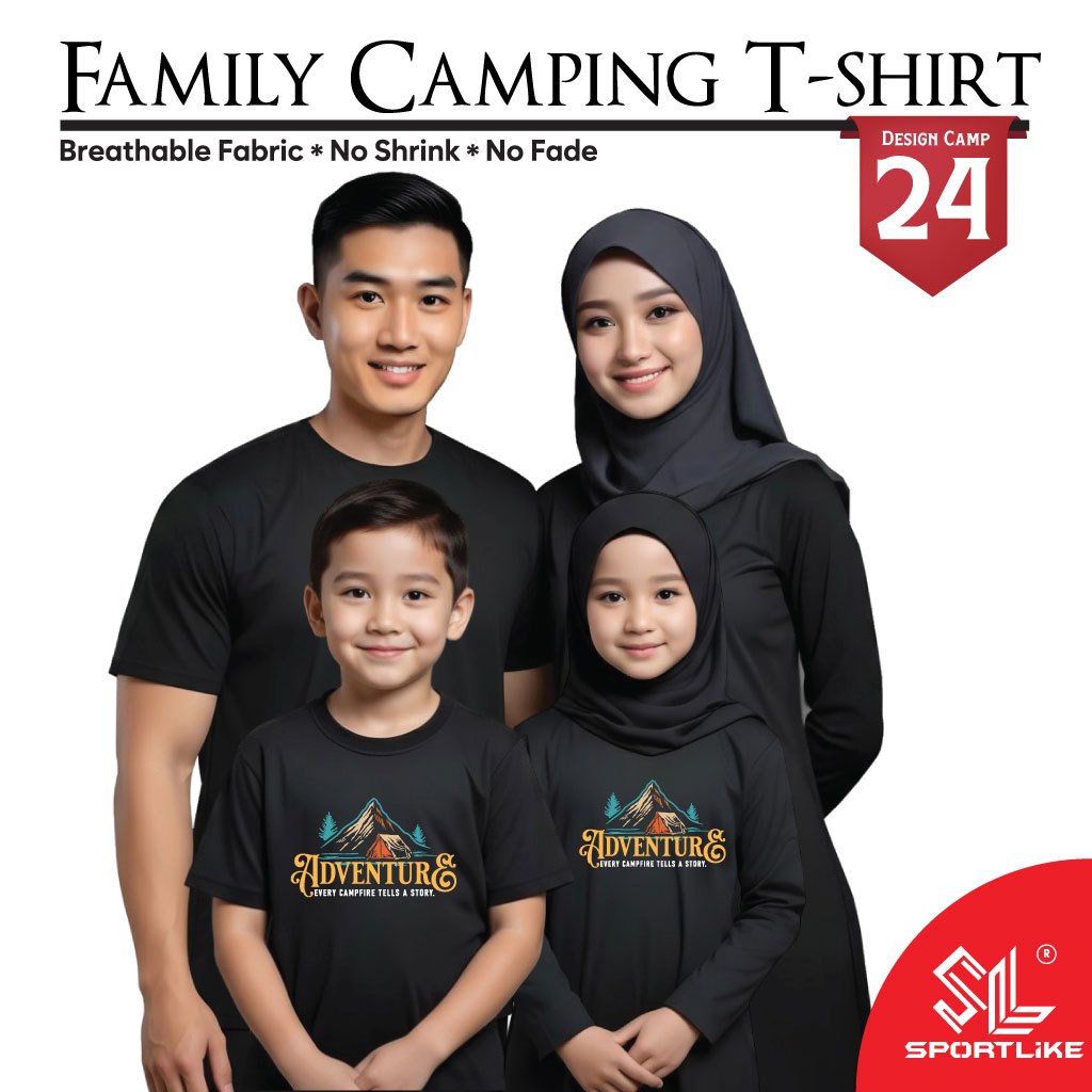 เสื้อยืด Family Camping - ดีไซน์ CAMPING 24 Microfiber Tee