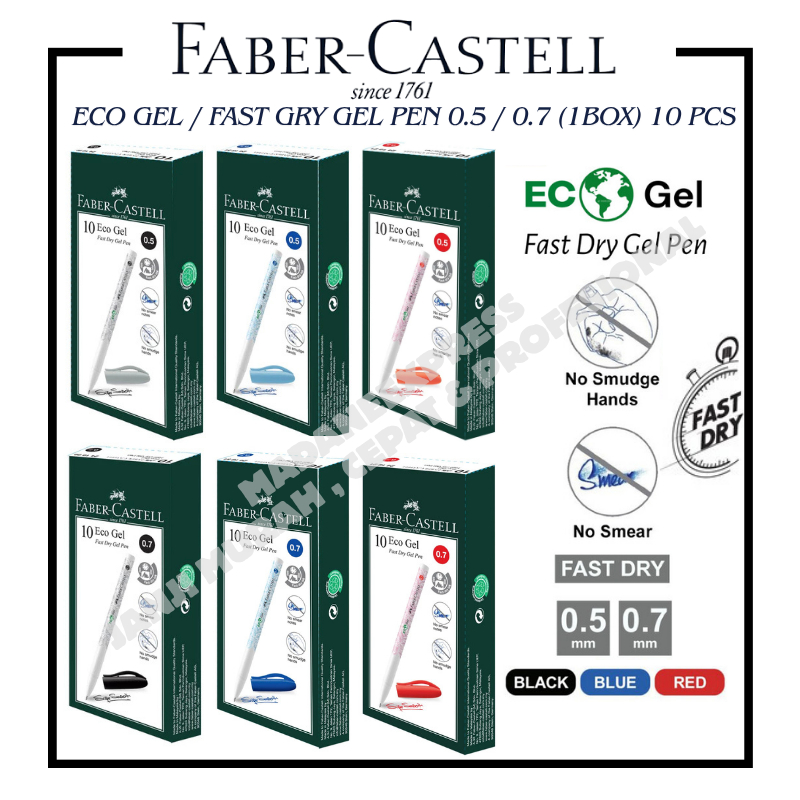 [XPRESS] FABER-CASTELL ECO GEL 0.5 / 0.7 - 1 กล่อง 10 แดง, น้ําเงิน, ดํา