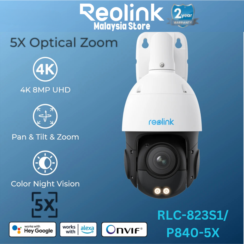 Reolink RLC-823S1/P840-5X 4K PTZ กล้องกลางแจ้ง PoE IP Home Security การเฝ้าระวัง 5x ซูมแสงสปอตไลท์
