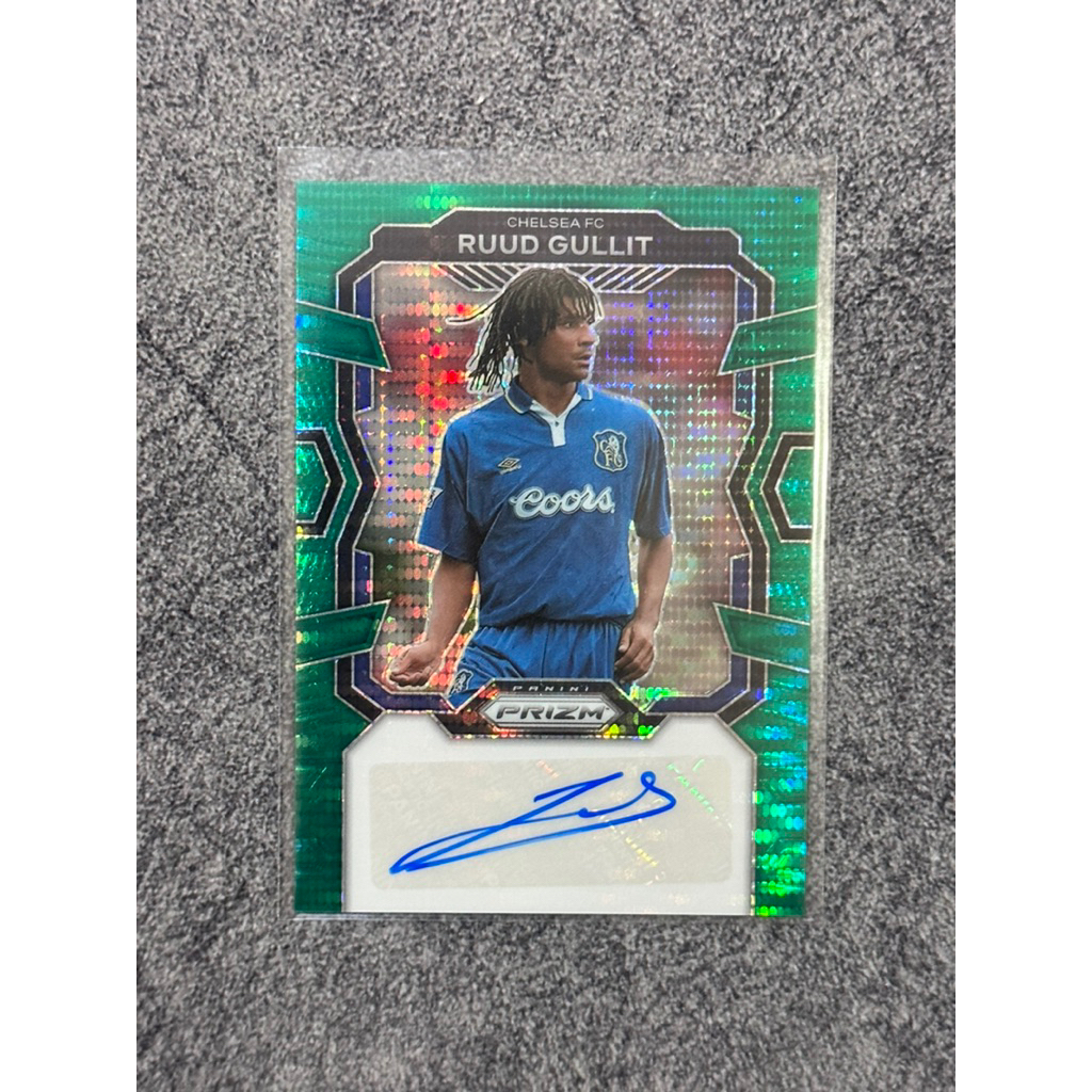 2023-24 Panini Prizm Green Pulsar Ruud Gullit Auto Chelsea FC Auto ลายเซ็น
