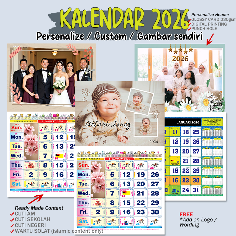 (CUSTOM) CALENDAR 2026 OWN IMAGE - PERSONAL 2026 CALENDAR