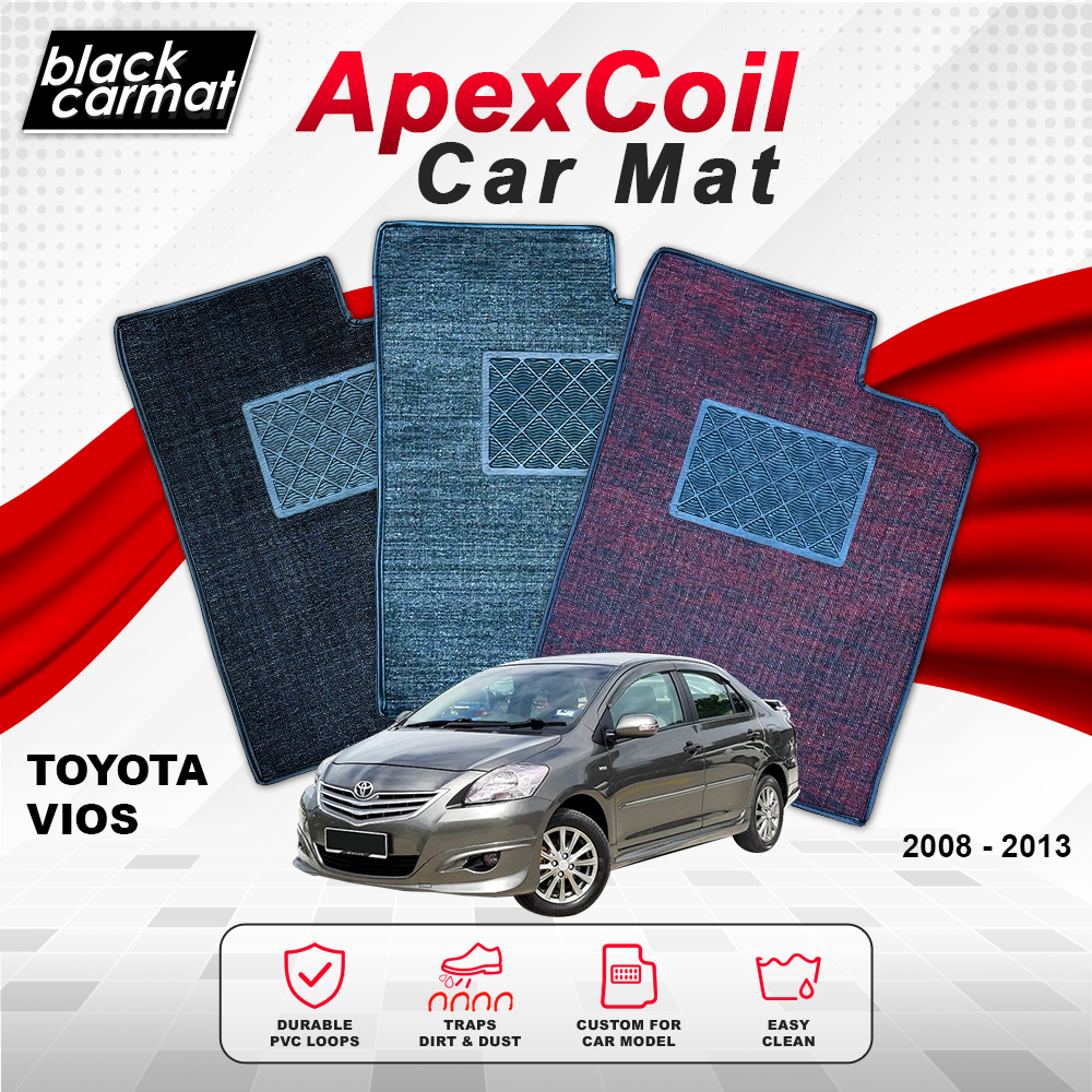 ApexCoil พรมปูพื้นรถยนต์ Toyota Vios ( 2008 - 2013 ) พรมคอยล์คาร์แมท พรมปูพื้นรถยนต์ Karpet Lantai K