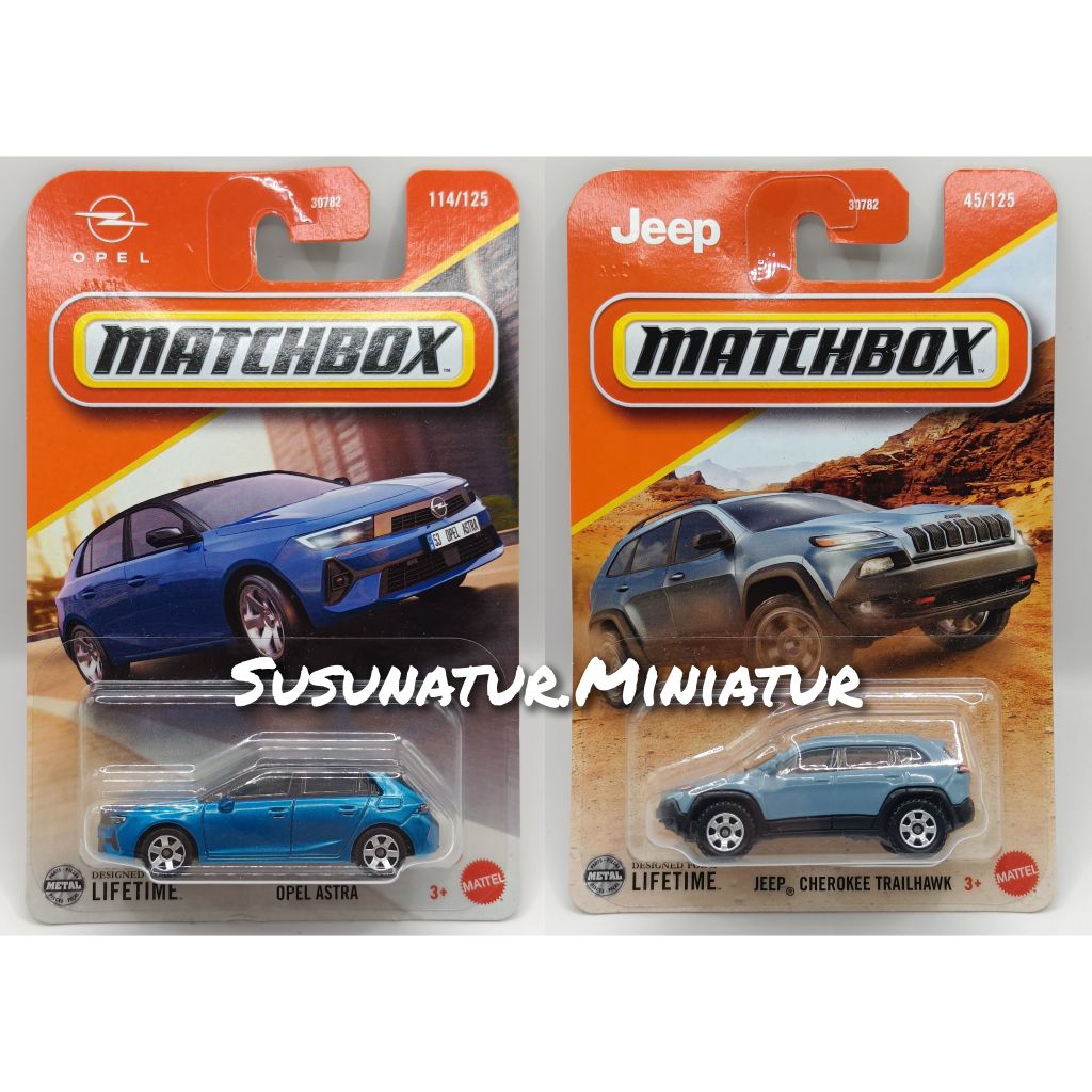 Matchbox Opel Astra , Jeep Cherokee Trailhawk (การ์ด) MBX 2025 Miniature