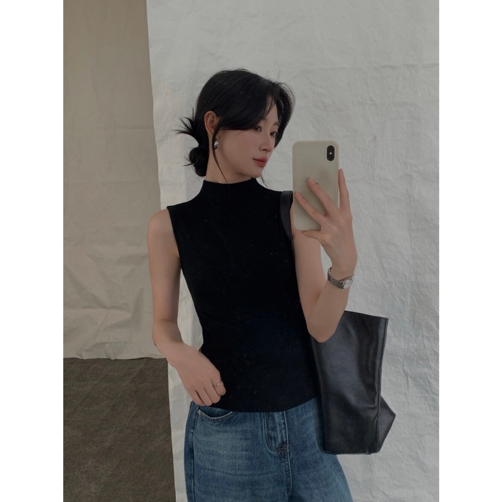 Amy Top Essential Layering Top ทุกวัน Casual Basic Top Minimalist Tee สีขาว Basic Top