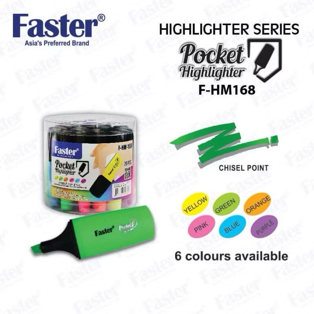 Faster F-HM168 ปากกาเน้นข้อความพกพา 0.6 มม.-5.2 มม. (1 ชิ้น)