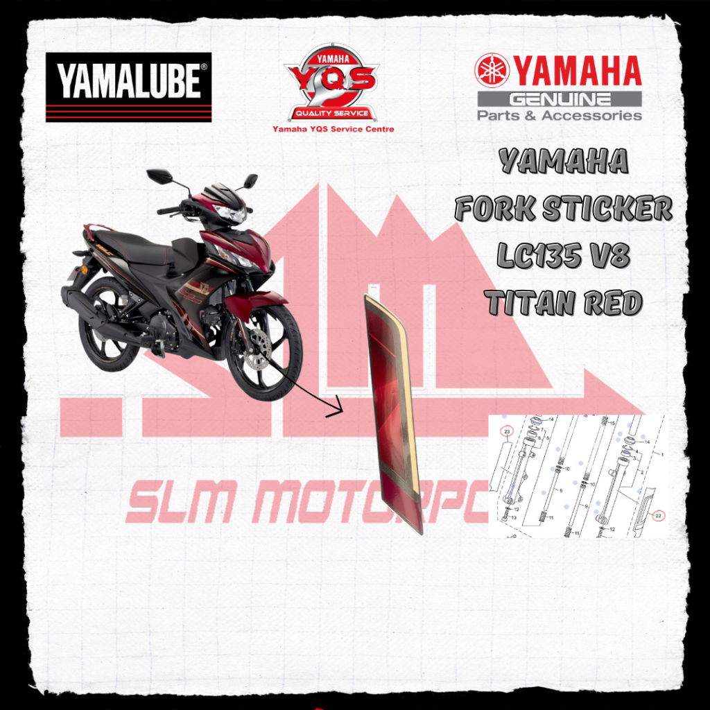 Yamaha 135LC V8 2025 สติ๊กเกอร์ FORK KIRI KANAN BDK-F31G1-00 BDK-F31G2-00