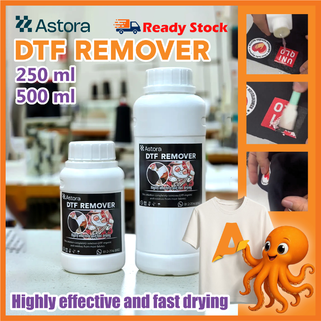 DTF Remover ไวนิลความร้อนกด 250ml/500ml ทําความสะอาด - รูปแบบ Buang, โลโก้ & Transfer Film dari เสื้